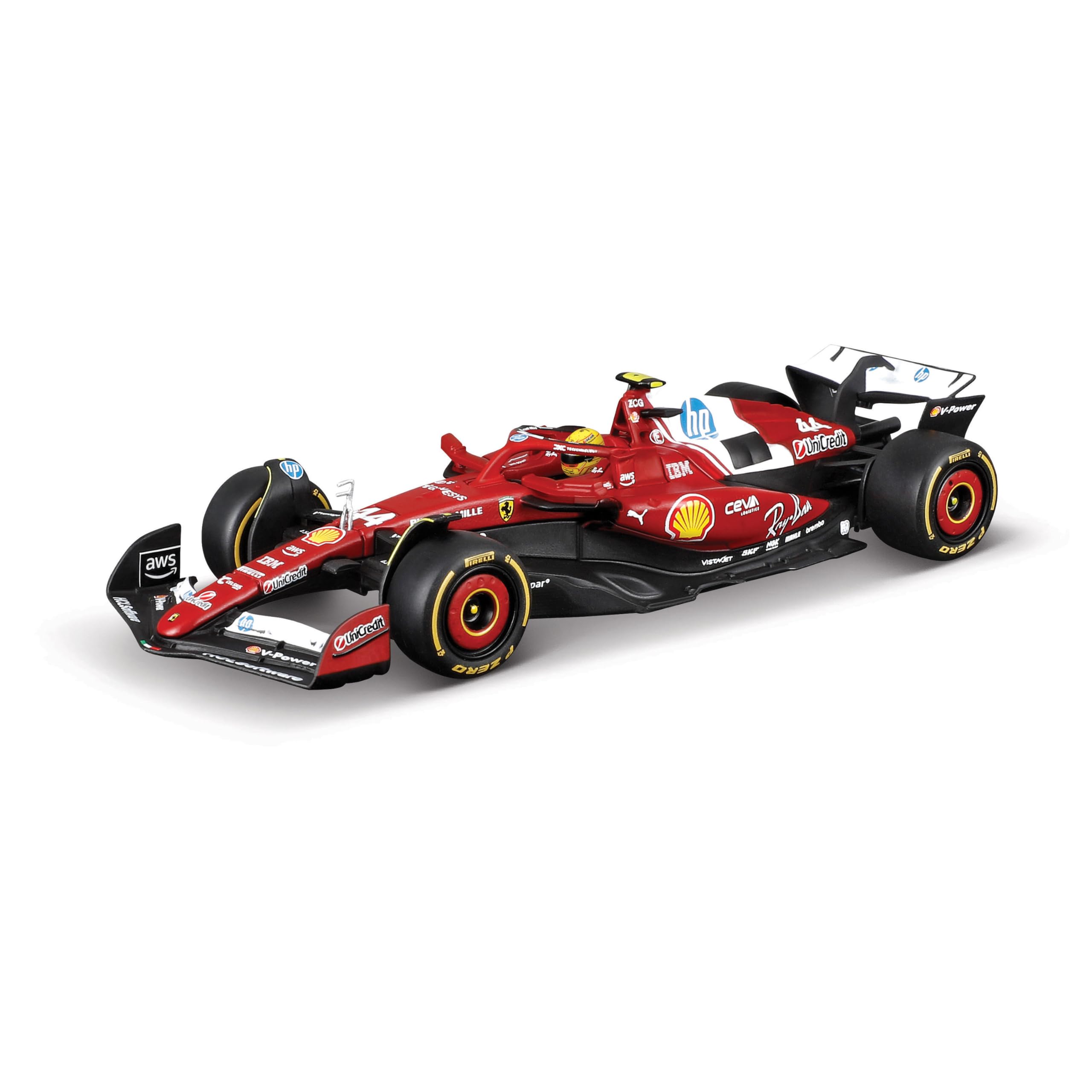 Bburago Ferrari 2025 Season Car with Helmet — Hamilton #44